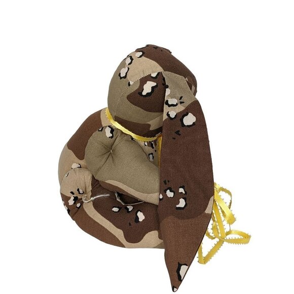 Handmade Brown Camouflage Jointed Bunny Rabbit Floppy Ears Stuffed Animal 9" - Picture 2 of 5